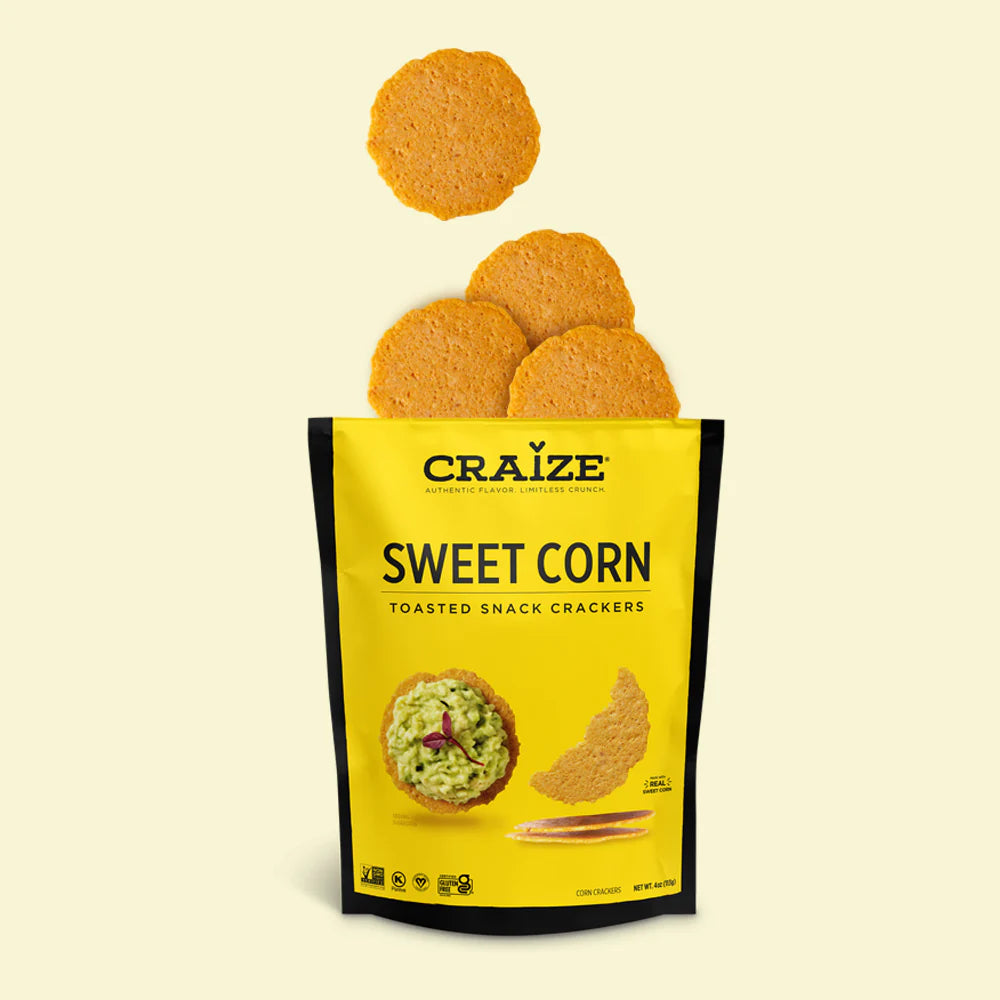 Craize Sweet Corn Toasted Snack Crackers No Seed Oils