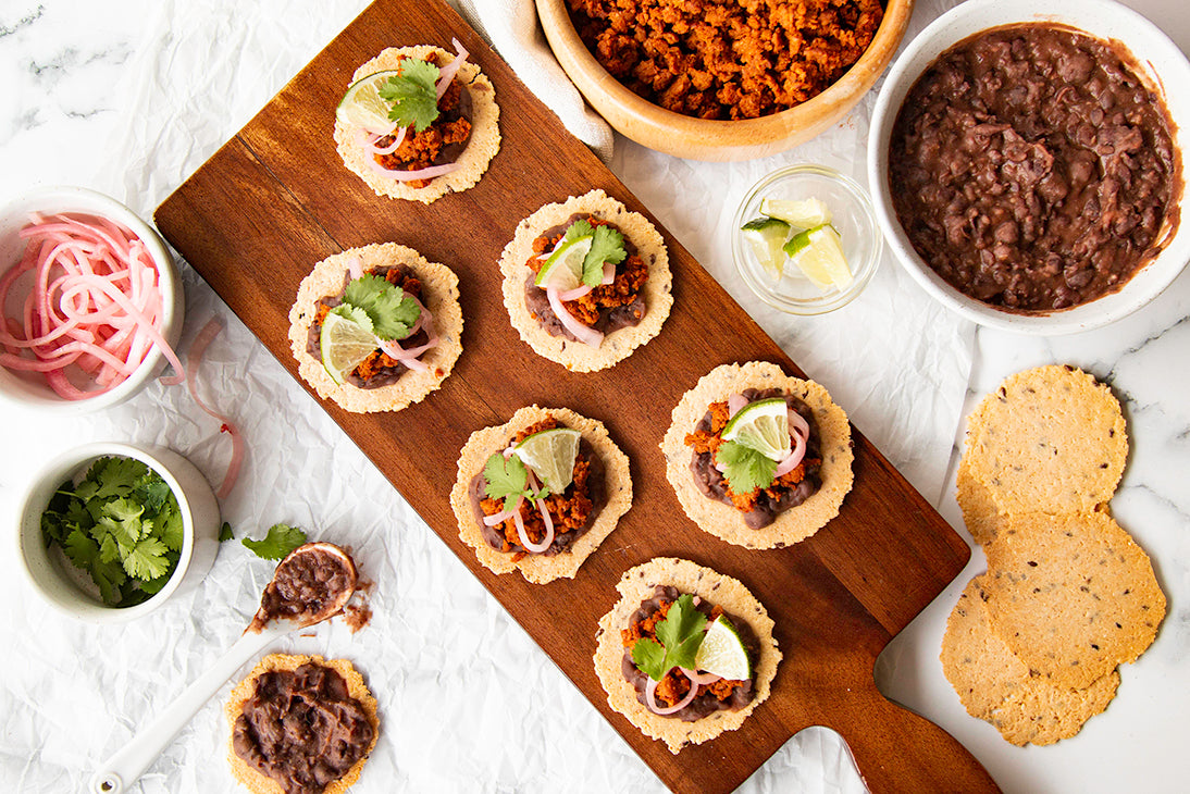 Mini Black Bean Chorizo Tostadas (Vegan)