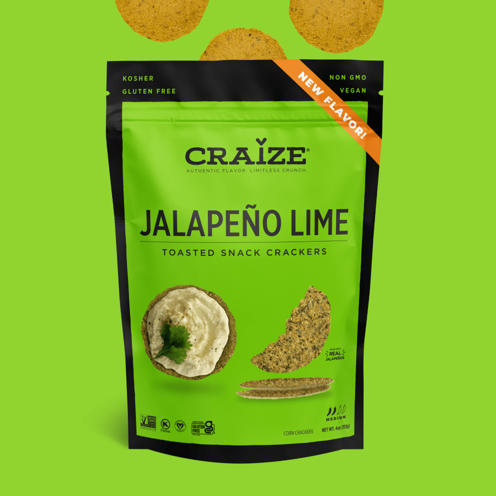 CRAIZE JALAPEÑO LIME CRACKER CRISPS (4OZ) - Craize Snacks - CRAIZE JALAPEÑO LIME CRACKER CRISPS (4OZ) -  - 4OZ / 1 Pouch for Bundle - alapeno-lime-4oz - exclude_rebuy, exclude_storefront - Craize Snacks