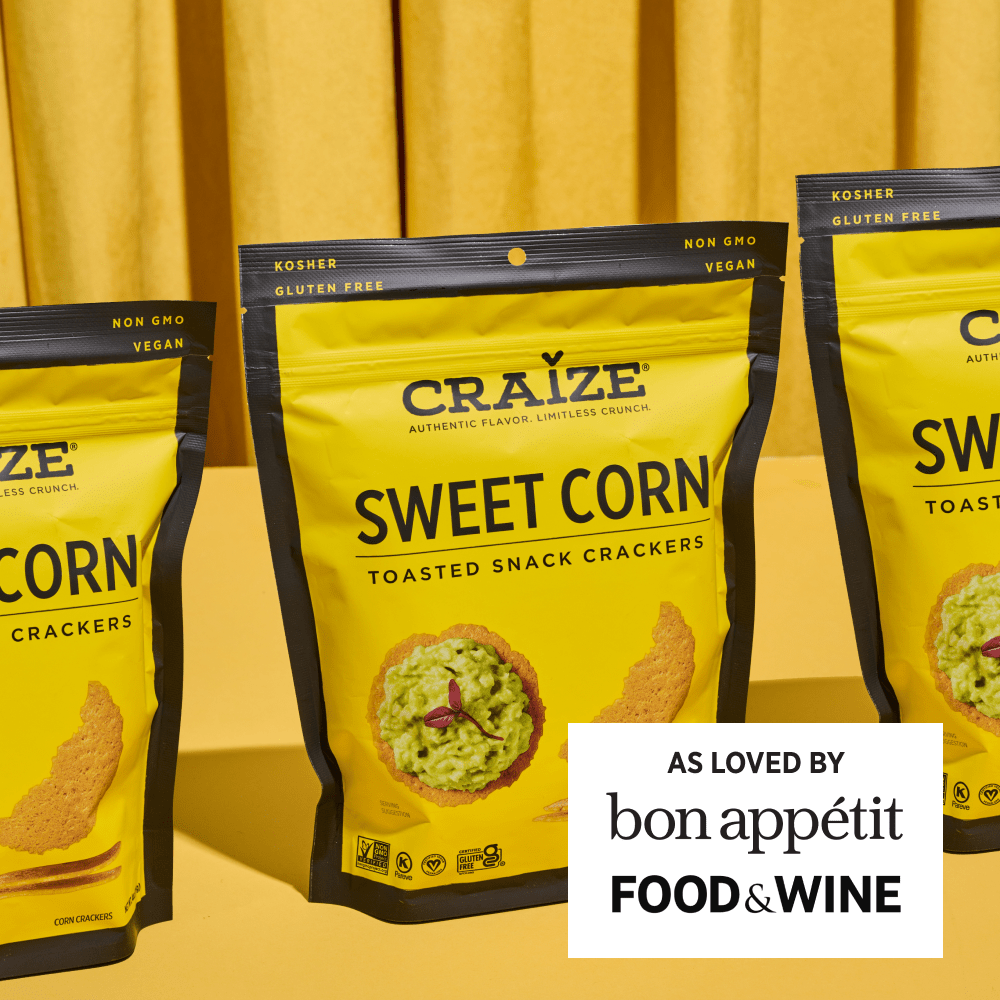 CRAIZE SWEET CORN CRACKER CRISPS - Craize Snacks - CRAIZE SWEET CORN CRACKER CRISPS -  - Single Flavor - sweet-corn-2 - Best Seller Tag, best sellers, Savory, Single Flavor - Craize Snacks